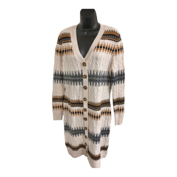 Lucky brand chunky cable knit aztec southwestern boho cardigan size small new - Picture 5 of 11